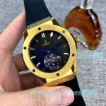 Copy Hublot Geneve Black Dial With Gold Bezel Watch For Sale